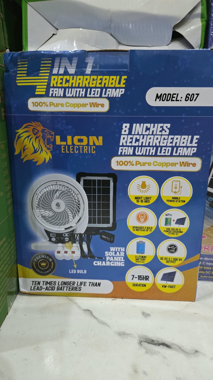 RECHARGEABLE FAN 4IN1  607